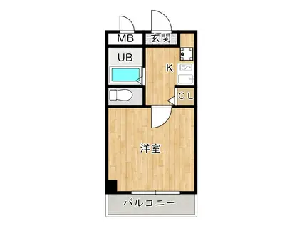 TSサンライズ(1K/4階)の間取り写真