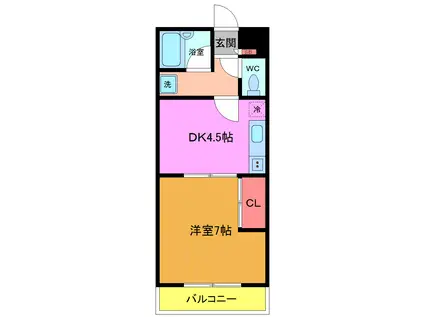 第3プローデンス前原(1K/3階)の間取り写真