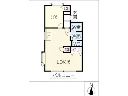 COURT・YUKI(1LDK/2階)の間取り写真