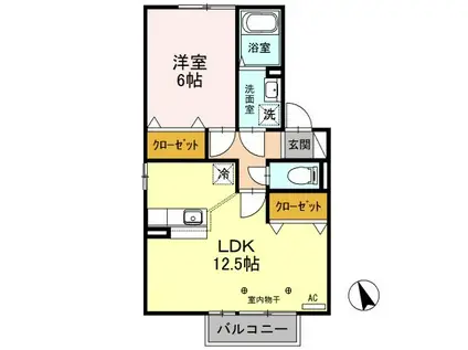 パレットE(1LDK/2階)の間取り写真