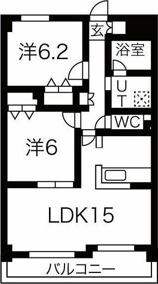 BERCER(2DK/3階)の間取り写真