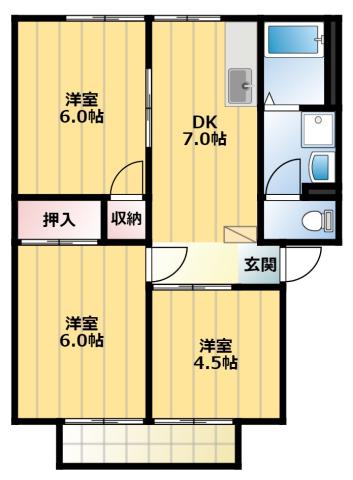 サンシティー I(3DK/2階)の間取り写真