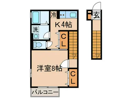カインドコープIII(1K/2階)の間取り写真