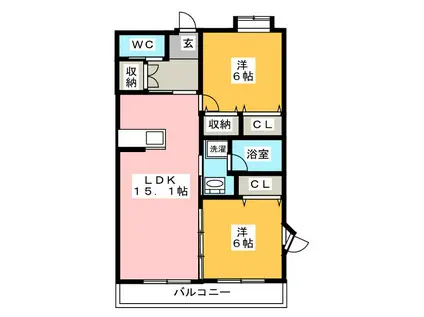 ヴィスタルージュ(2LDK/4階)の間取り写真