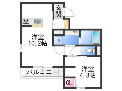 ブラン・キューブ(1LDK/3階)の間取り写真