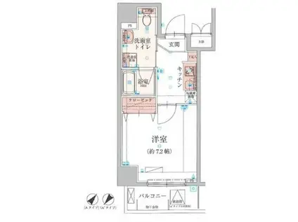 リヴシティ向島ツリービュー(1K/4階)の間取り写真