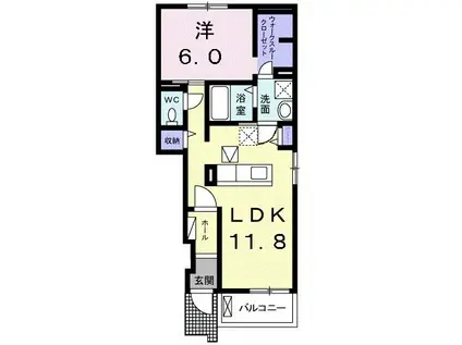 キャトル(1LDK/1階)の間取り写真