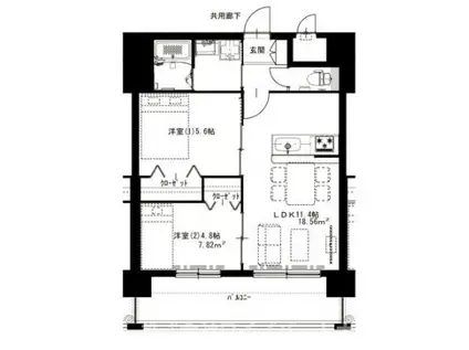 グレイス東郷駅前(2LDK/5階)の間取り写真