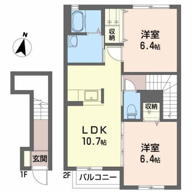 マルモーレ B(2LDK/2階)の間取り写真