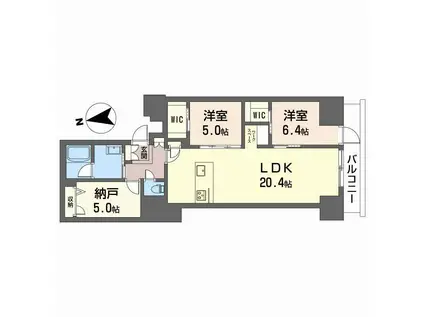 ナナアーク荒町(2SLDK/6階)の間取り写真