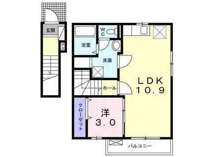 ルミナーレ武蔵野(1LDK/2階)の間取り写真