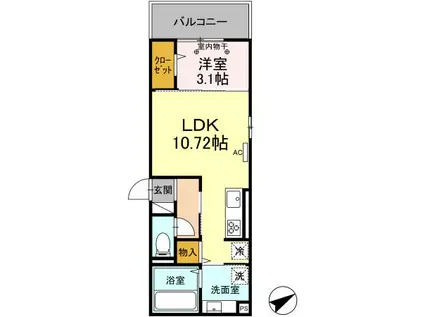 ANGELII(1LDK/2階)の間取り写真