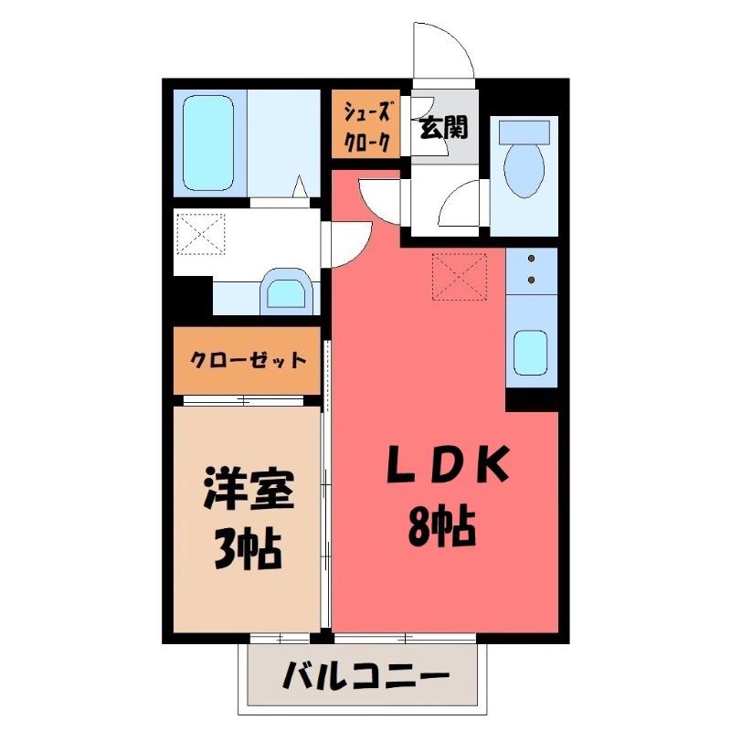 アリコ・ヴェール(1LDK/2階)の間取り写真
