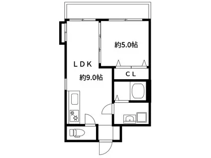 サンモールアサミ(1LDK/4階)の間取り写真