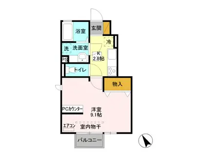 サンマリン VIII(1K/1階)の間取り写真