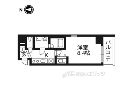 ベラジオ京都洛南グルーブ(1K/4階)の間取り写真