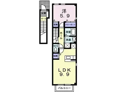 メゾン・ボヌ-ルB(1LDK/2階)の間取り写真