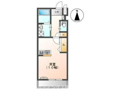 フォーチューン(ワンルーム/2階)の間取り写真