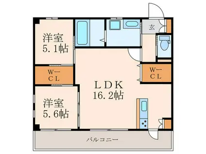 レグラン(2LDK/1階)の間取り写真
