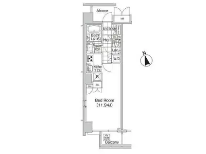 ルジェンテバリュ麻布十番(ワンルーム/7階)の間取り写真