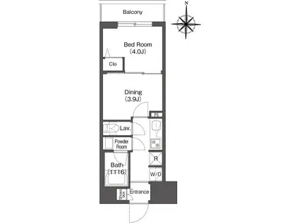 コンフォリア・リヴ西蒲田(1DK/7階)の間取り写真