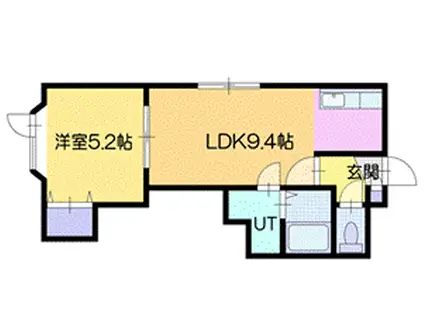 グランツリーベ厚別東(1LDK/3階)の間取り写真
