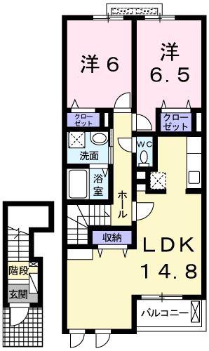 フィオレンティーナV(2LDK/2階)の間取り写真