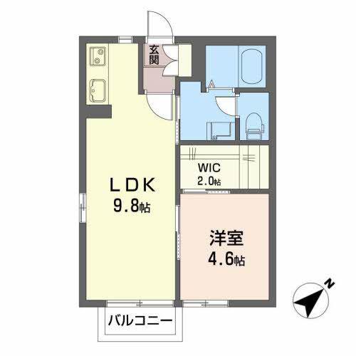 ルクエンス春日(1LDK/1階)の間取り写真