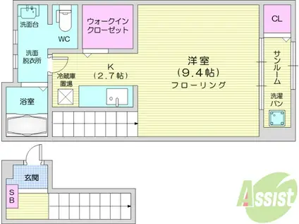 フィオーレ(1K/2階)の間取り写真