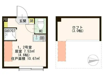 ハーモニーテラス中板橋IV(ワンルーム/2階)の間取り写真