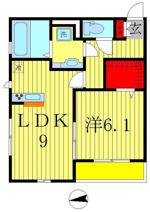 フィーカ アパルフェ(1LDK/1階)の間取り写真