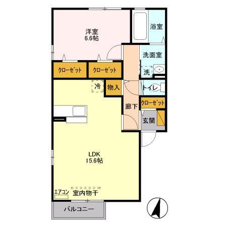 カーサビアンカ(1LDK/2階)の間取り写真