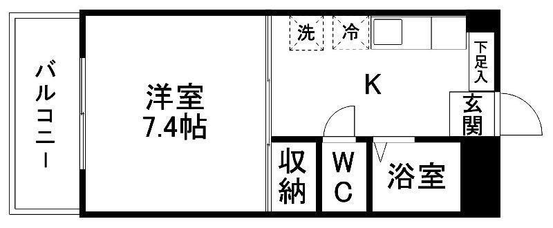 レジデンス銀杏(1K/2階)の間取り写真