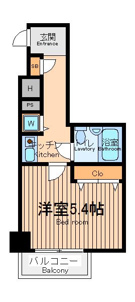 ダイヤモンドタワー鶴見(1K/5階)の間取り写真
