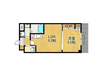 RIKI RESIDENCE(1LDK/4階)の間取り写真