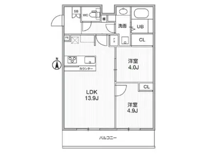 THE PALMS MUSE 新江古田(2LDK/4階)の間取り写真