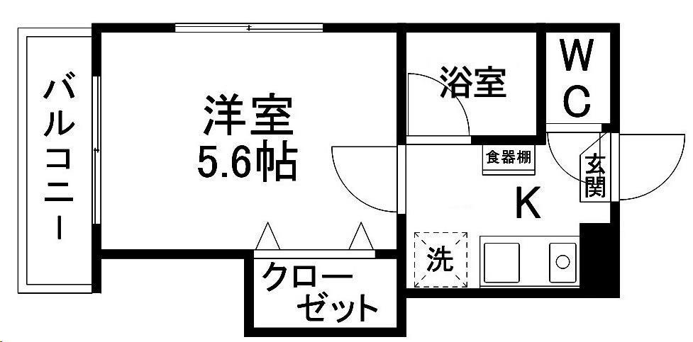 ソレイユ柏木二丁目(1K/3階)の間取り写真