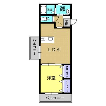 サンクチュアリ古町(1LDK/4階)の間取り写真