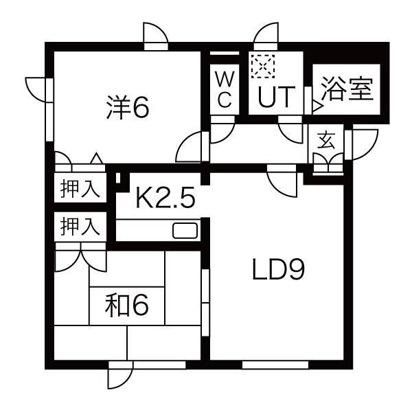 カーサ福士I(2LDK/2階)の間取り写真