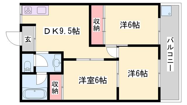田寺ハイツ(3DK/1階)の間取り写真