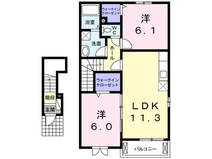 クイーンズ(2LDK/2階)の間取り写真
