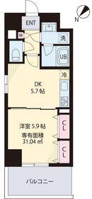 グランディール オアゾ(1DK/8階)の間取り写真