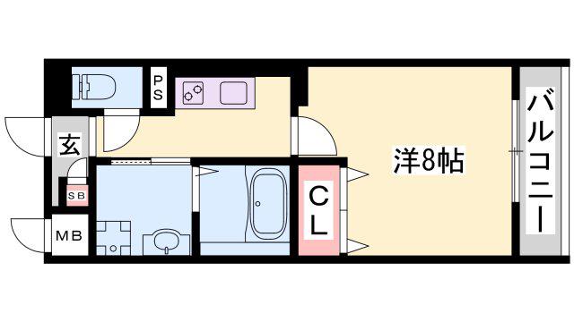 クローバー英賀保駅前(1K/5階)の間取り写真