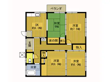 クレストビュー(4DK/1階)の間取り写真