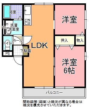 ハイムマジョラム(2LDK/2階)の間取り写真