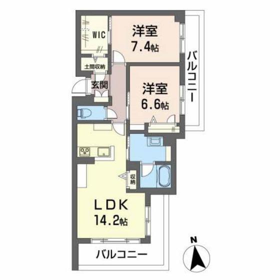 クロムノワール(2LDK/3階)の間取り写真