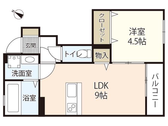 ソリエ長束(1LDK/1階)の間取り写真