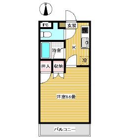 コスモウィンB棟(1K/2階)の間取り写真