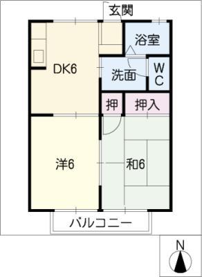 リバーサイド河田(2DK/2階)の間取り写真