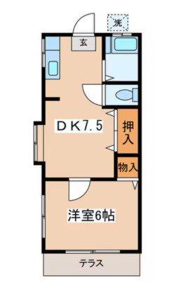 メゾン尾林(1DK/1階)の間取り写真